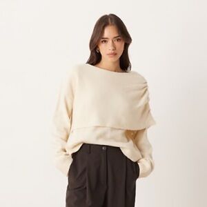 NWT ASOS asymmetric cape detailed sweater in cream